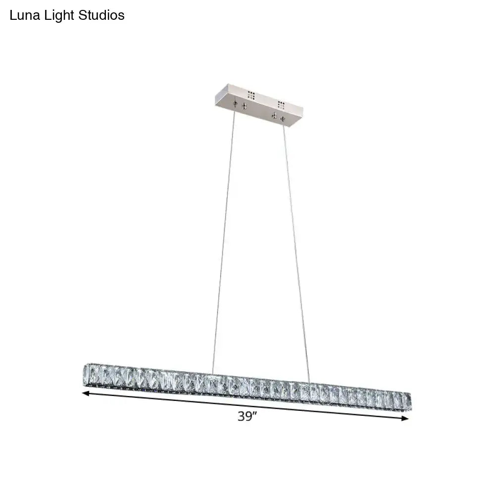 Modern silver linear crystal block island pendant dining room light