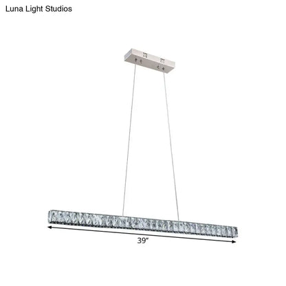 Modern silver linear crystal block island pendant dining room light