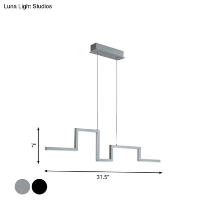 Modern silver linear kitchen island led pendant light
