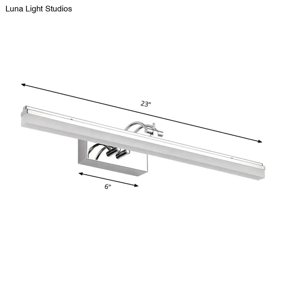 Modern silver linear led wall light bathroom acrylic shade warm white