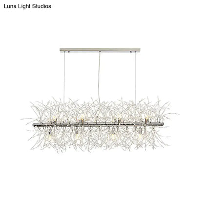 Modern silver metal linear island light dining room chandelier