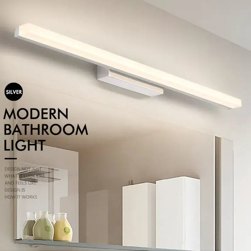 Modern silver minimalist vanity wall light for bathroom