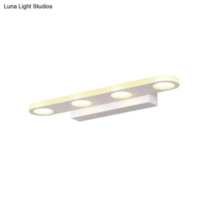 Modern silver oblong acrylic led wall light bathroom vanity mirror