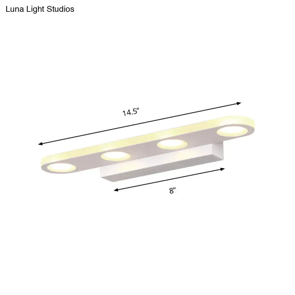 Modern silver oblong acrylic led wall light bathroom vanity mirror