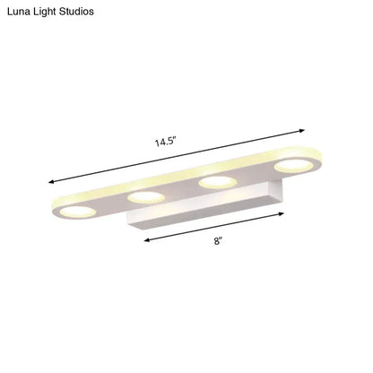 Modern silver oblong acrylic led wall light bathroom vanity mirror