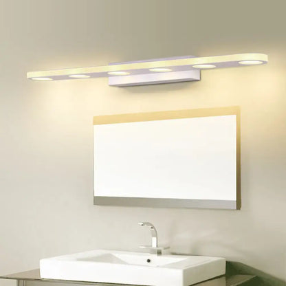 Modern silver oblong acrylic led wall light bathroom vanity mirror
