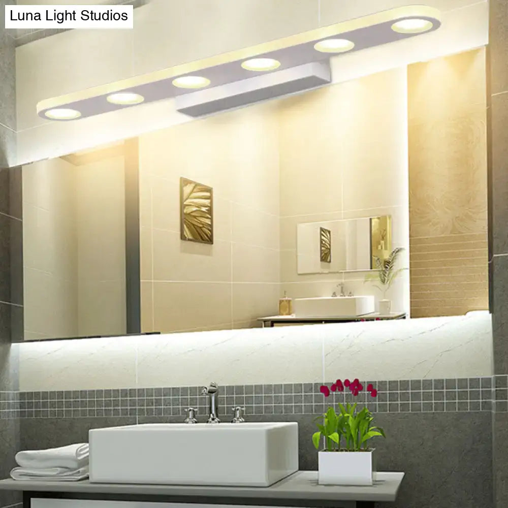 Modern silver oblong acrylic led wall light bathroom vanity mirror