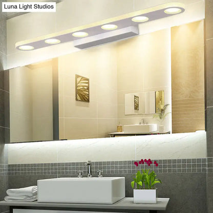 Modern silver oblong acrylic led wall light bathroom vanity mirror