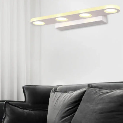 Modern silver oblong acrylic led wall light bathroom vanity mirror