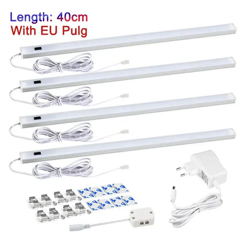Modern silver rectangular led cabinet light with hand sweep switch kitchen