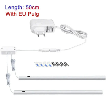 Modern silver rectangular led cabinet light with hand sweep switch kitchen
