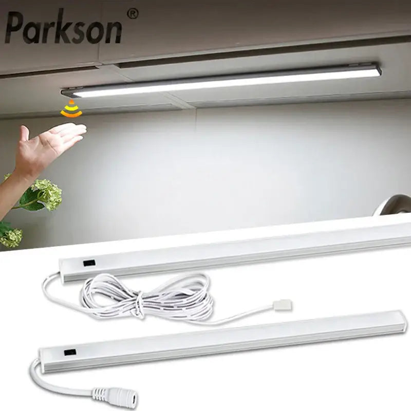 Modern silver rectangular led cabinet light with hand sweep switch kitchen