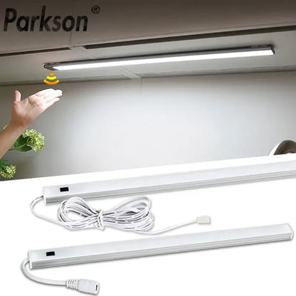Modern silver rectangular led cabinet light with hand sweep switch kitchen