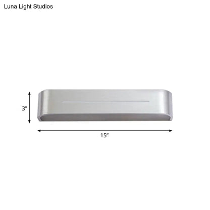 Modern silver rectangular led wall sconce with aluminum shade bedroom