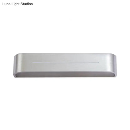 Modern silver rectangular led wall sconce with aluminum shade bedroom