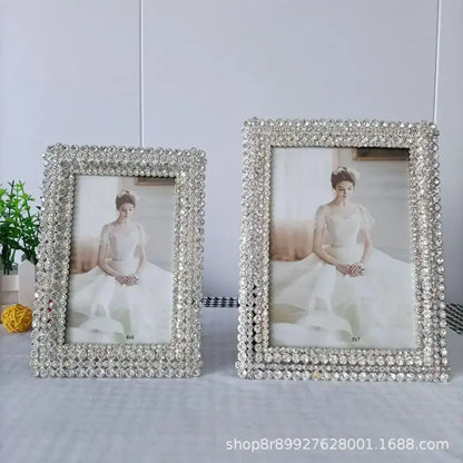 Modern silver rhinestone metal picture frame set bedroom decor