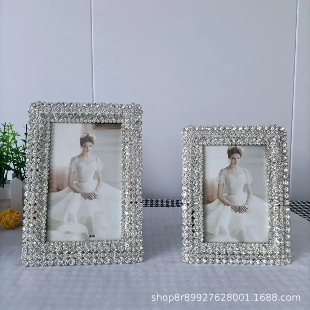 Modern silver rhinestone metal picture frame set bedroom decor