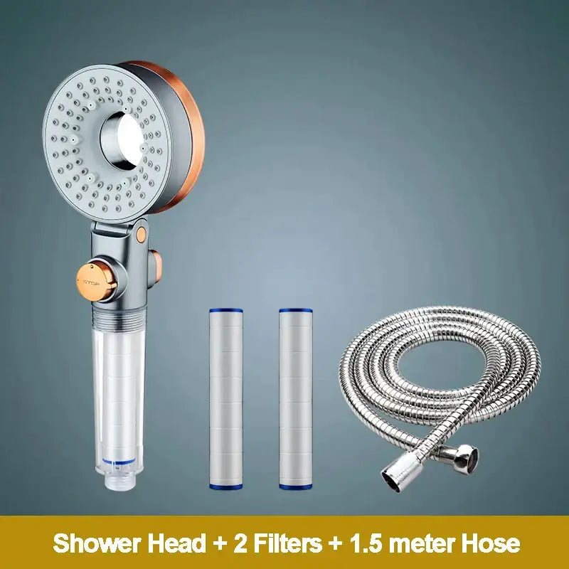 Modern silver & rose gold dual-sided shower head bathroom filter