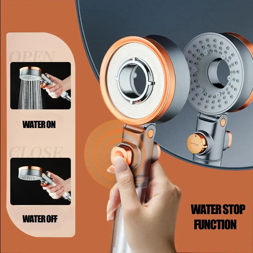 Modern silver & rose gold dual-sided shower head – bathroom filter