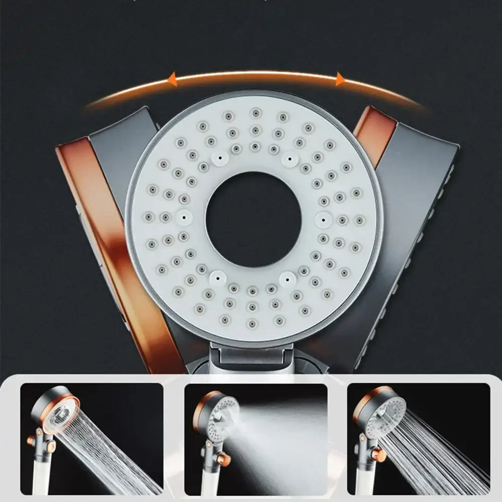 Modern silver & rose gold dual-sided shower head bathroom filter