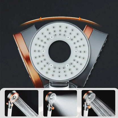 Modern silver & rose gold dual-sided shower head bathroom filter