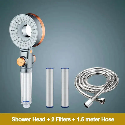 Modern silver & rose gold dual-sided shower head – bathroom filter