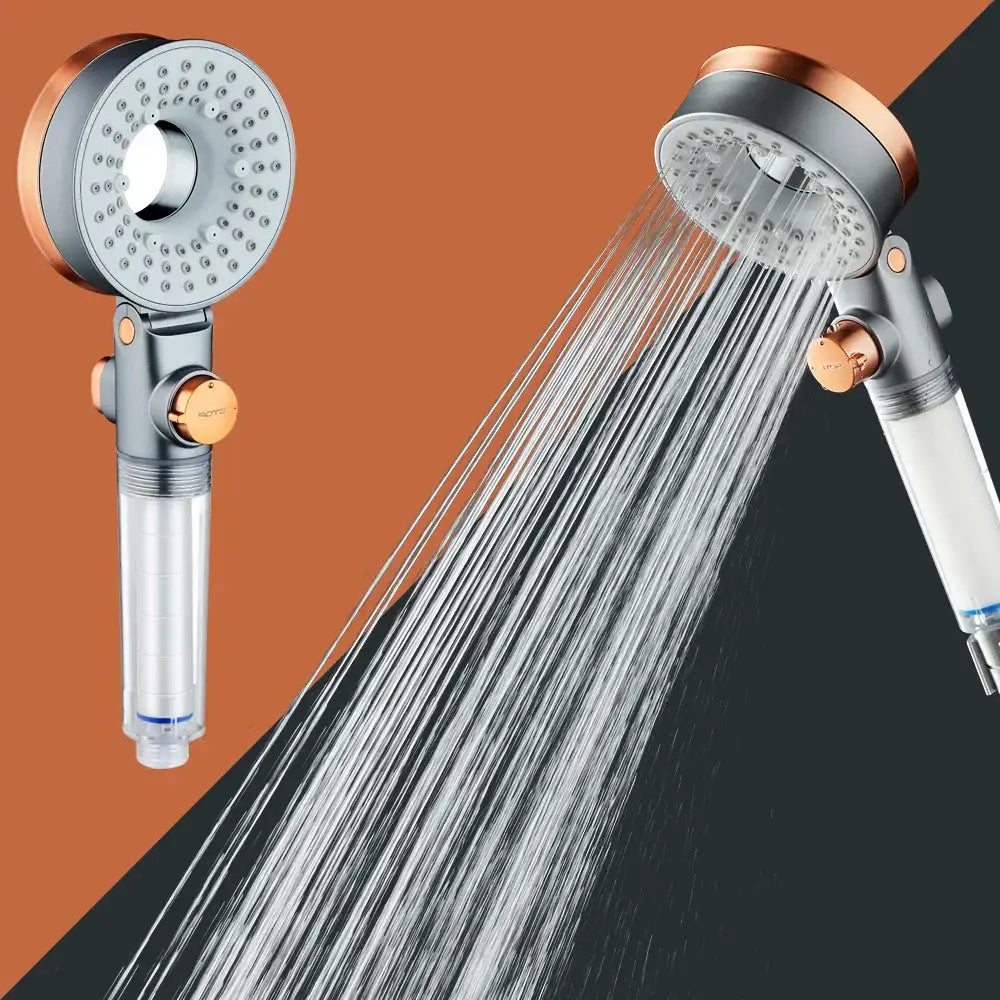 Modern silver & rose gold dual-sided shower head bathroom filter