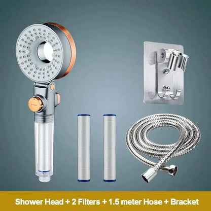 Modern silver & rose gold dual-sided shower head – bathroom filter