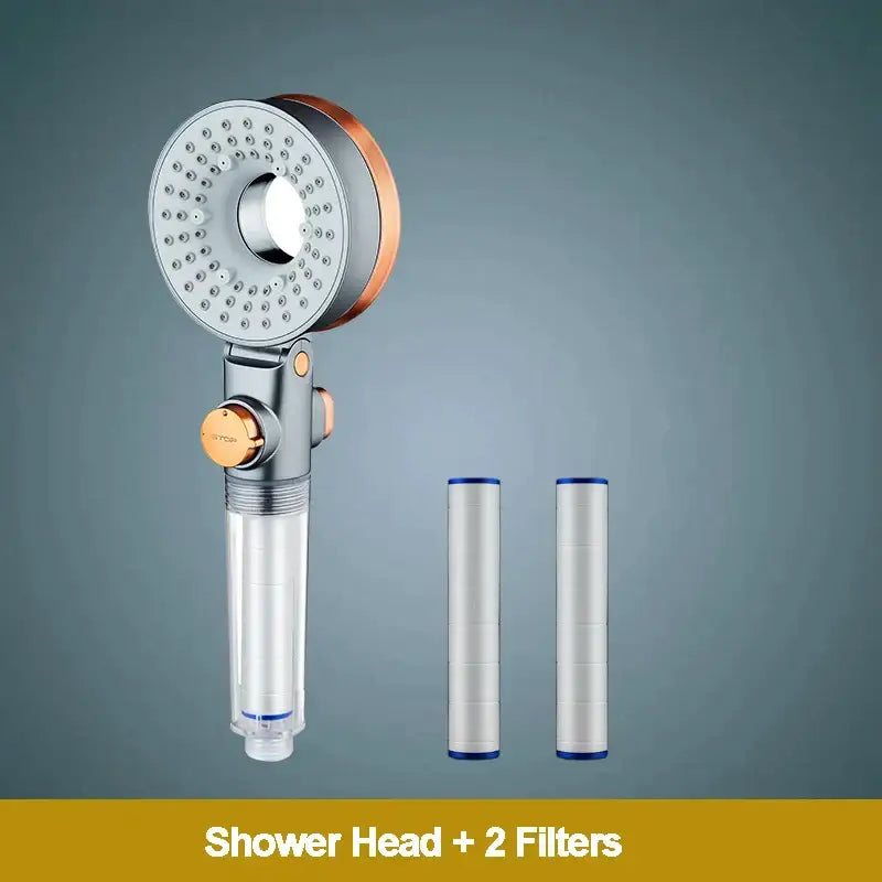 Modern silver & rose gold dual-sided shower head bathroom filter