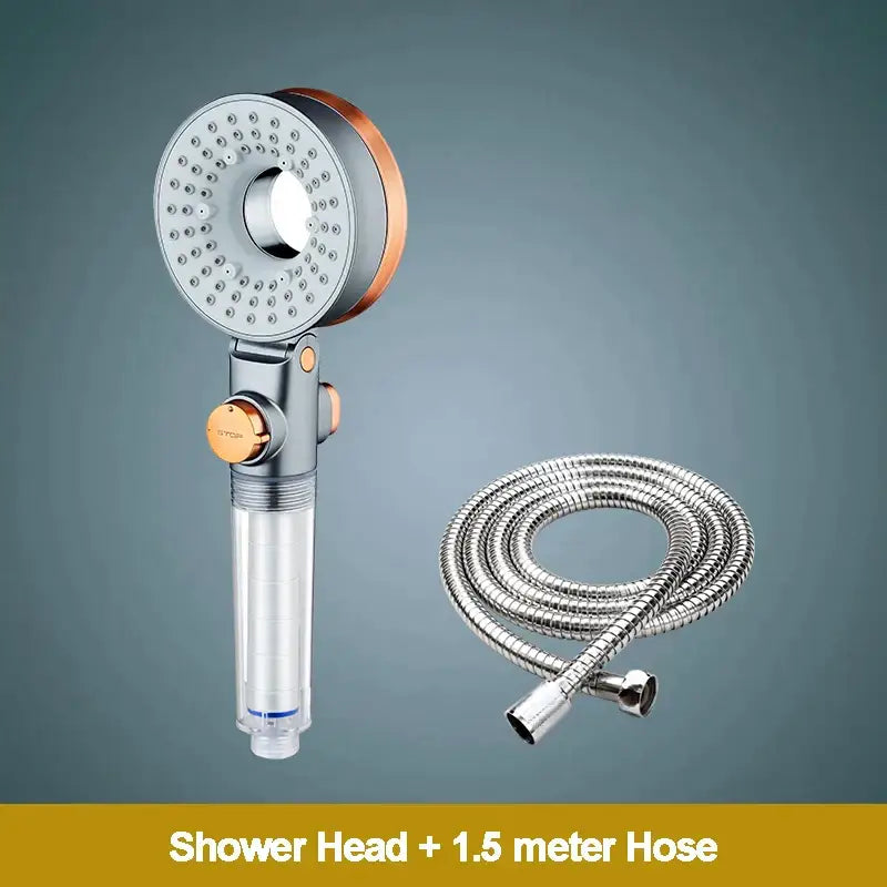 Modern silver & rose gold dual-sided shower head bathroom filter