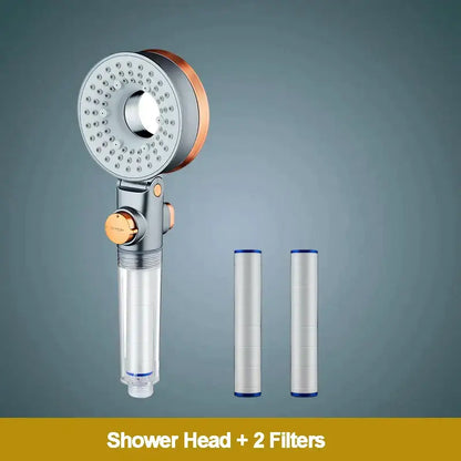 Modern silver & rose gold dual-sided shower head – bathroom filter