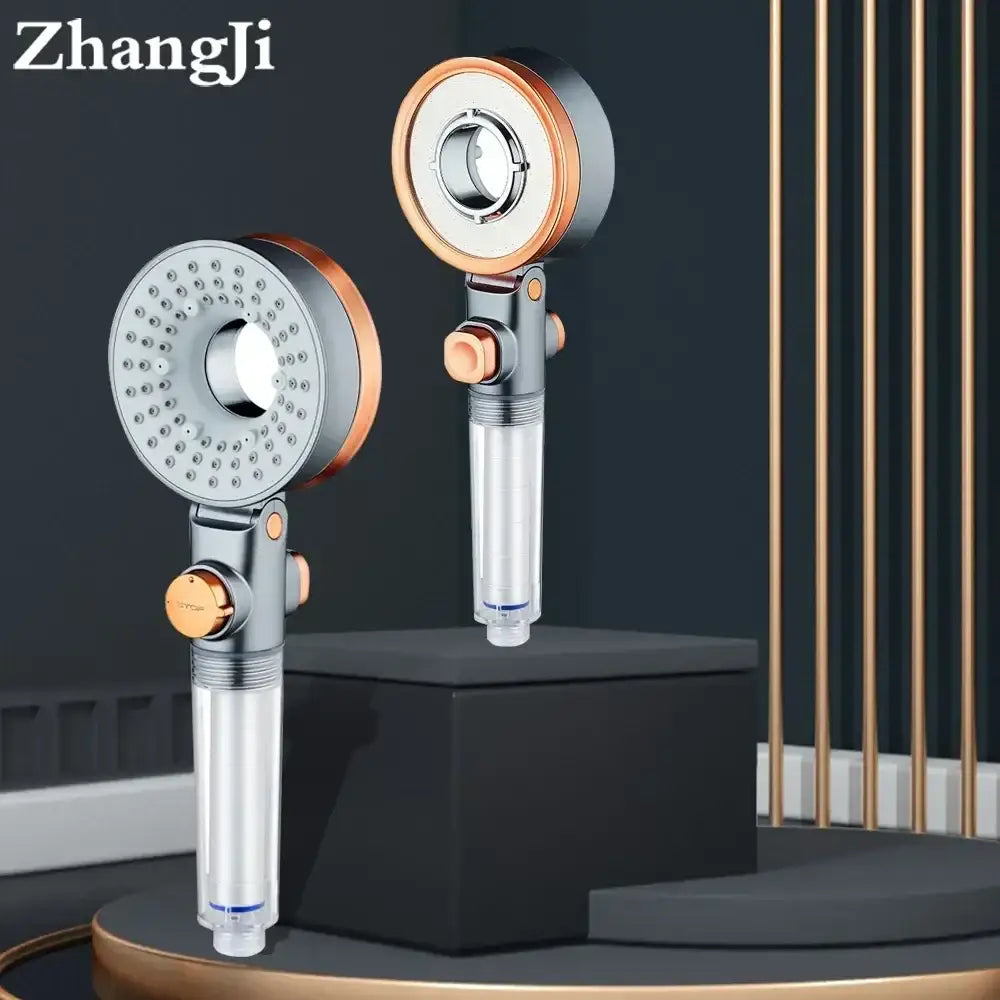 Modern silver & rose gold dual-sided shower head bathroom filter