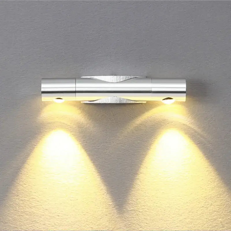 Modern silver rotatable wall lamp bedroom dual adjustable spotlights