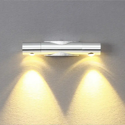 Modern silver rotatable wall lamp bedroom dual adjustable spotlights