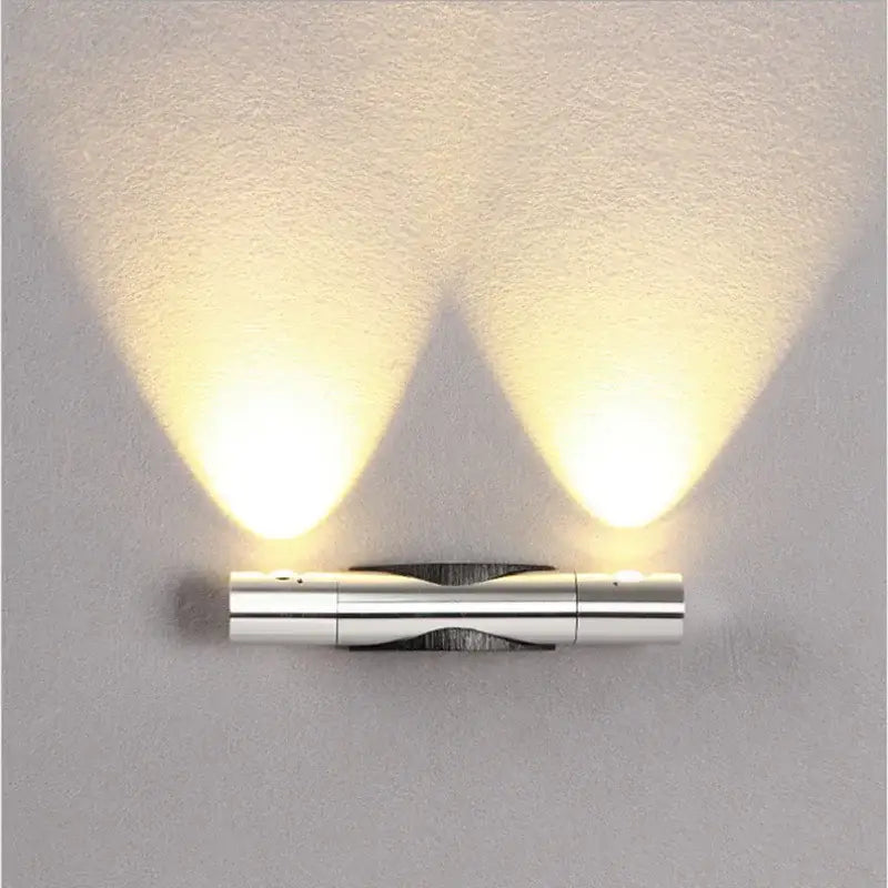 Modern silver rotatable wall lamp bedroom dual adjustable spotlights
