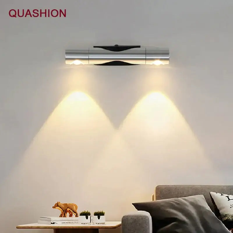Modern silver rotatable wall lamp bedroom dual adjustable spotlights