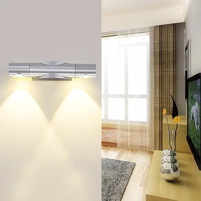 Modern silver rotatable wall lamp bedroom dual adjustable spotlights