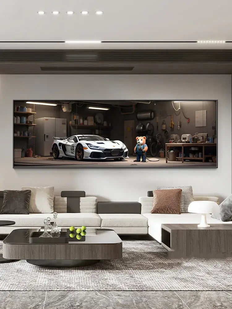 Modern silver sports car led wall lamp living room illuminated art