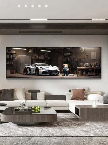 Modern silver sports car led wall lamp living room illuminated art