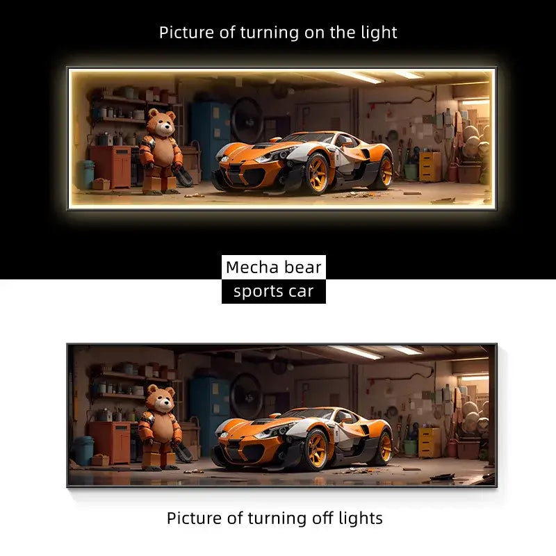 Modern silver sports car led wall lamp living room illuminated art