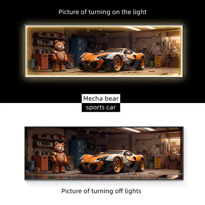Modern silver sports car led wall lamp living room illuminated art