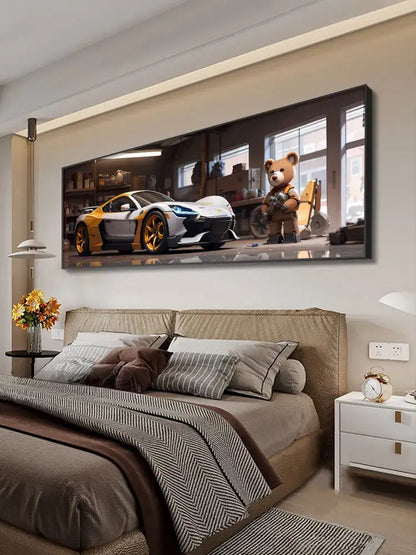 Modern silver sports car led wall lamp living room illuminated art