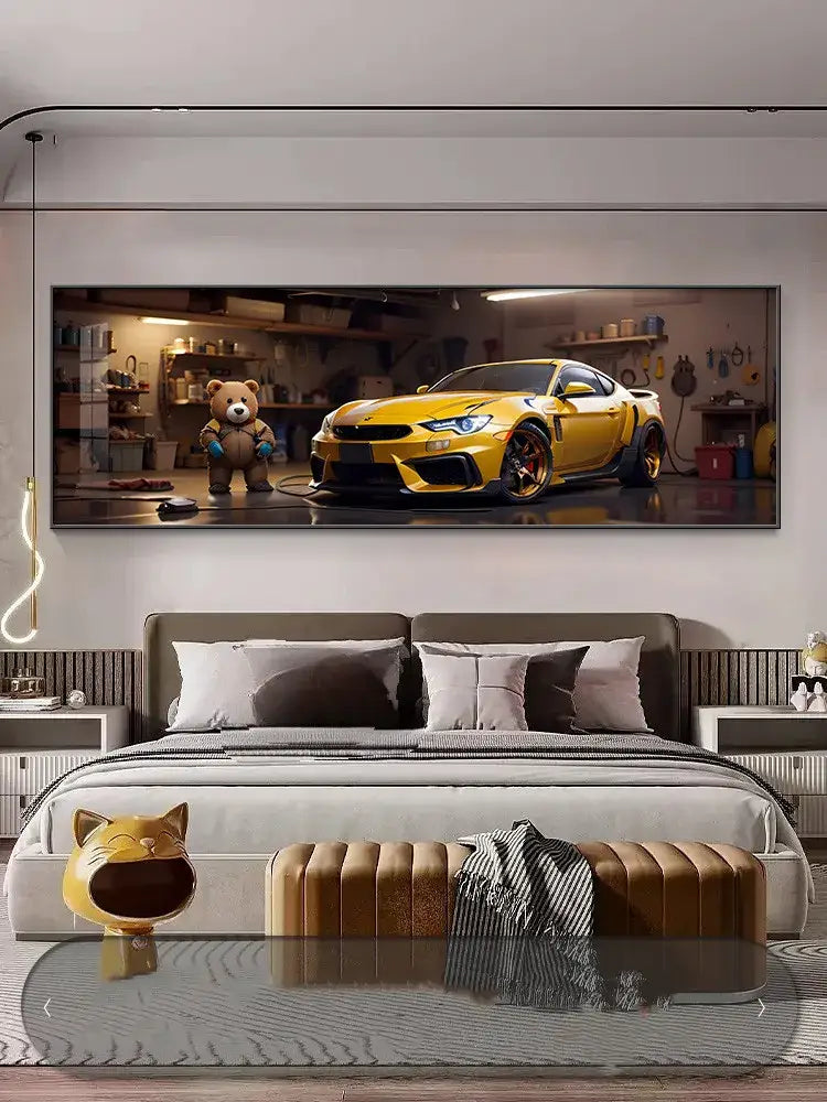 Modern silver sports car led wall lamp living room illuminated art