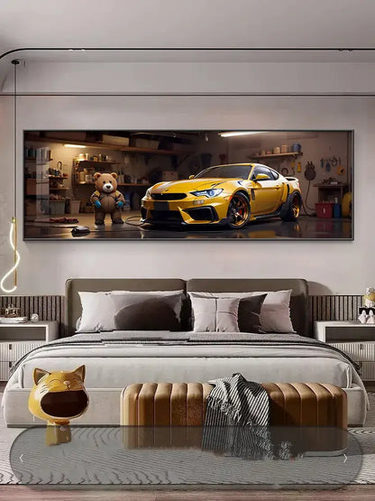 Modern silver sports car led wall lamp living room illuminated art