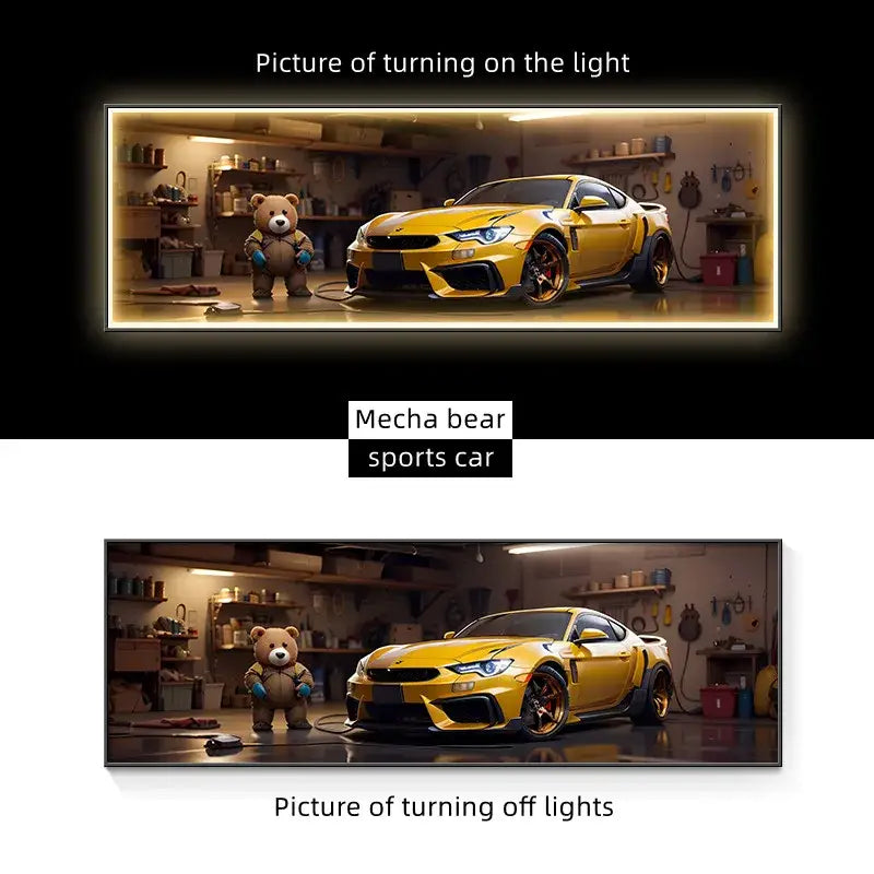 Modern silver sports car led wall lamp living room illuminated art