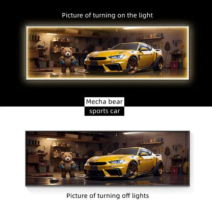 Modern silver sports car led wall lamp living room illuminated art