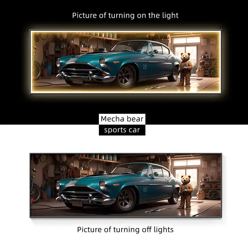 Modern silver sports car led wall lamp living room illuminated art