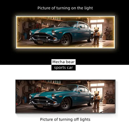 Modern silver sports car led wall lamp living room illuminated art