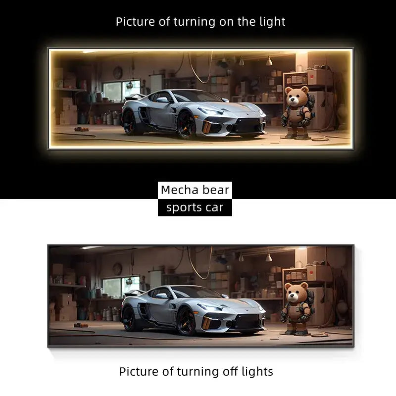 Modern silver sports car led wall lamp living room illuminated art