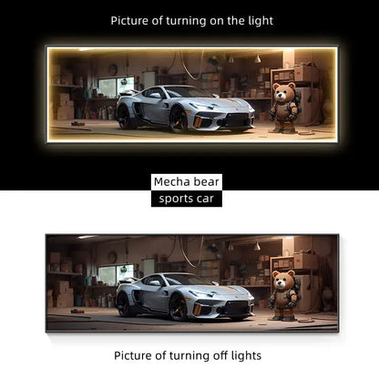 Modern silver sports car led wall lamp living room illuminated art